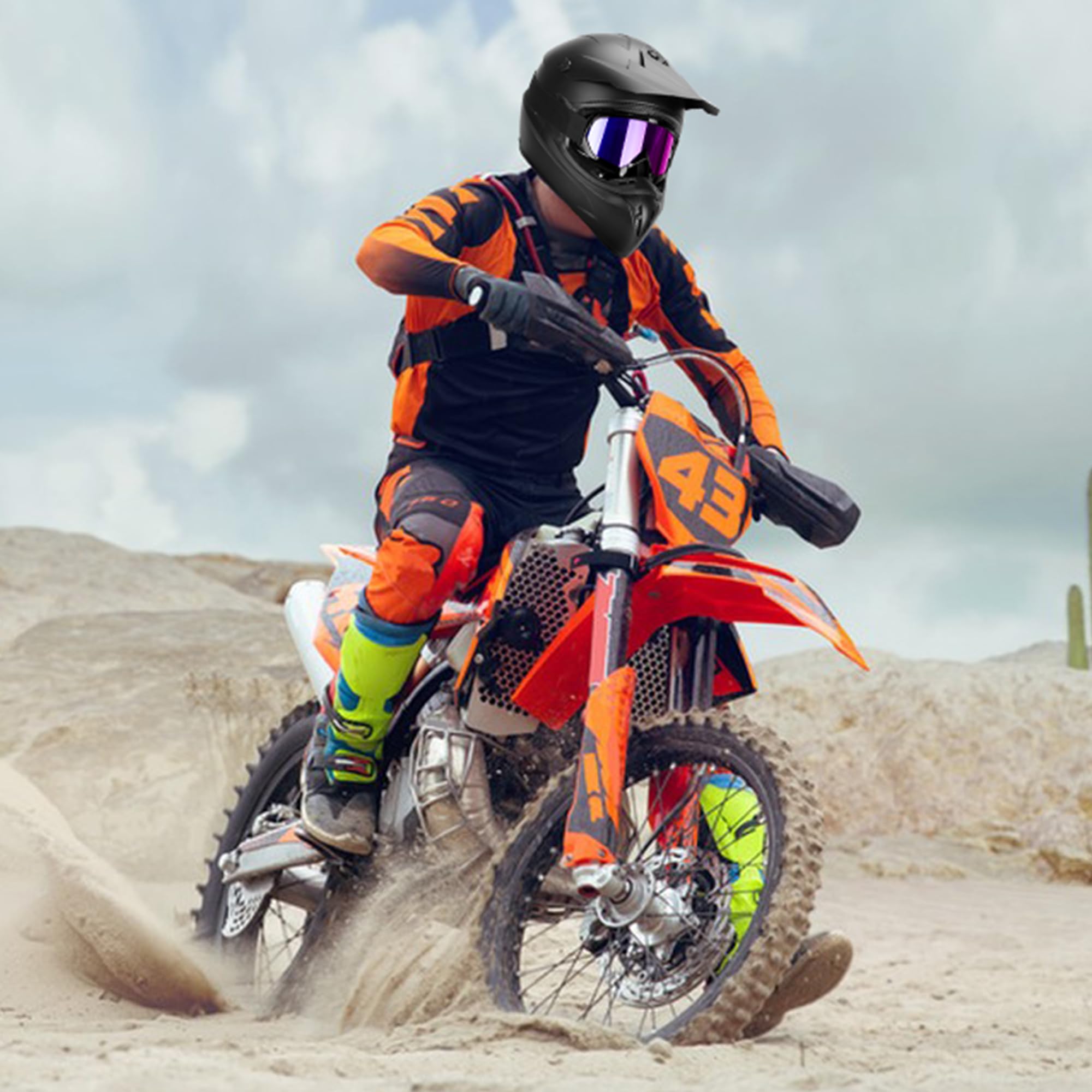 JAGASOL Lunettes de moto tout-terrain pour homme et femme - UV 400 - Anti-rayures, antibrouillard, anti-poussière - Pour adultes et jeunes enfants