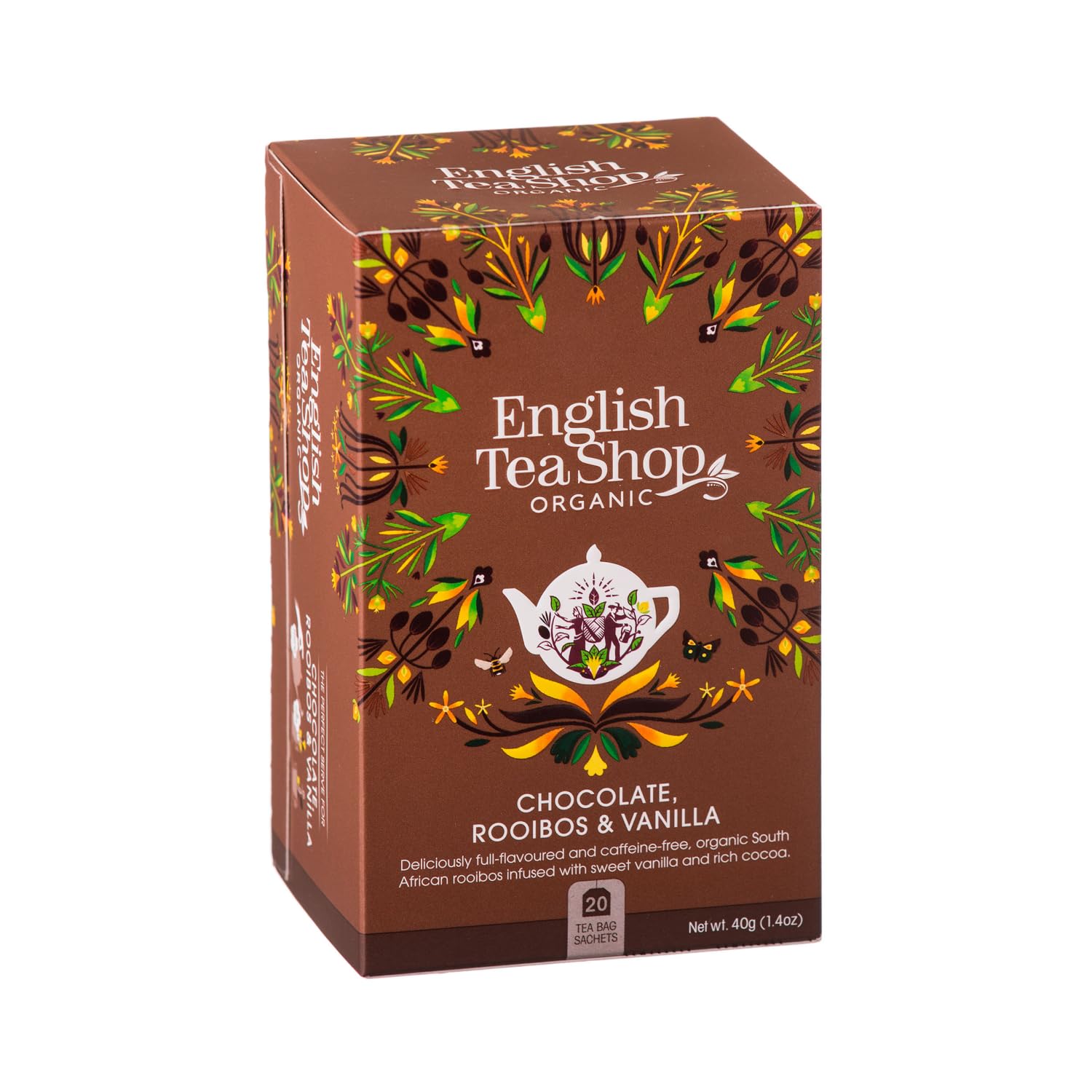English Tea Shop | Tisana Rooibos Vaniglia Cioccolato | Rooibos BIO con Aromi Senza Caffeina - 20 Filtri | Infuso Rilassante Vaniglia Cacao