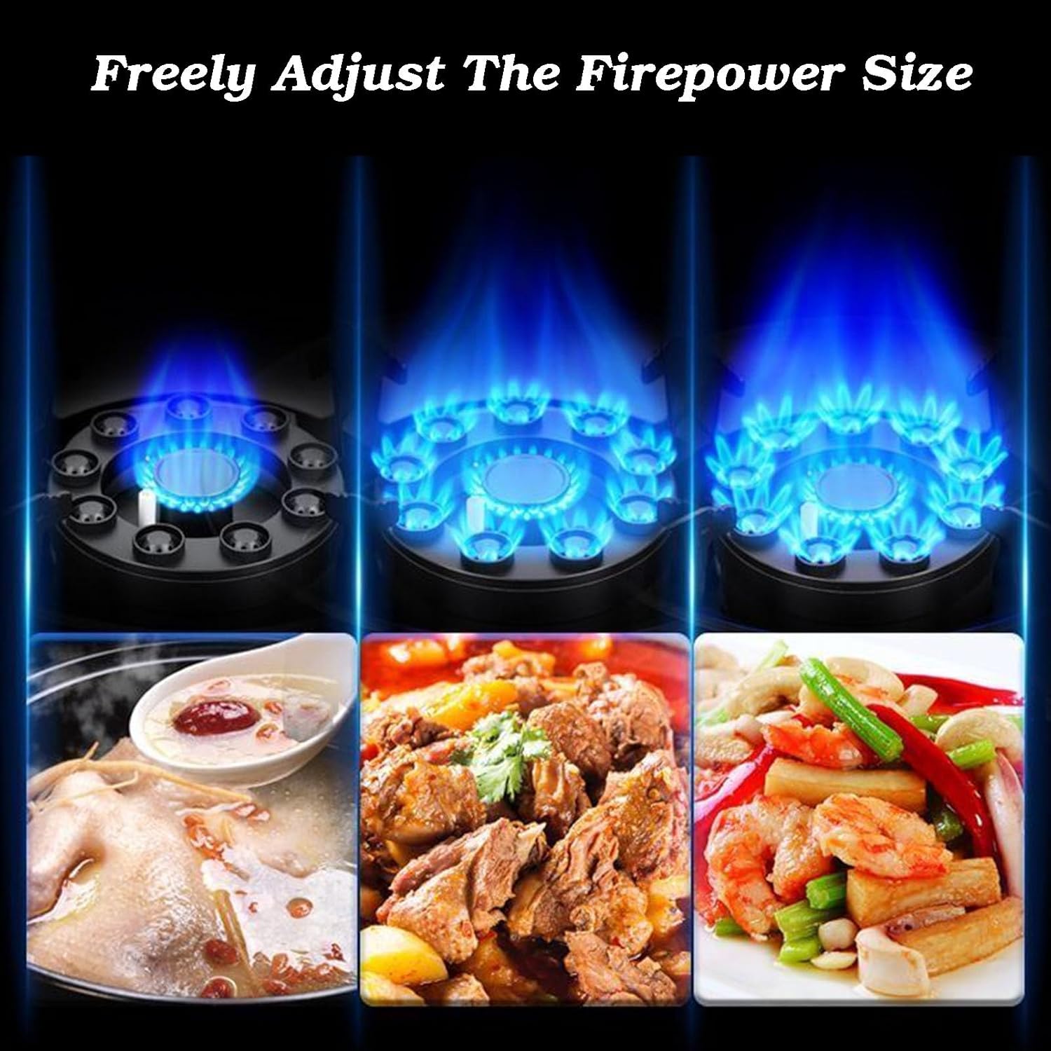 Gas Stove 43cm,5.2KW 9-cavity Wok Burner,Tempered Glass Top Cooking,with Flameout Protection Timer,NG/LPG Source Kit,for Home Kitchen(LPG)