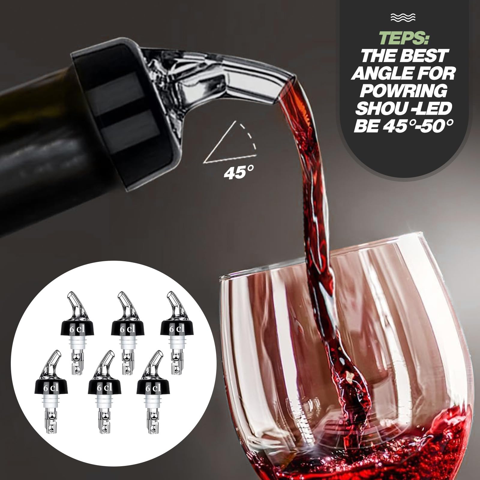 6 beccucci per bottiglie da 3 cl: dosatore per bar, porzionatore, dosatore per bottiglie per cocktail, dosatore automatico per bottiglie di misurazione in plastica | per vino cocktail casa bar
