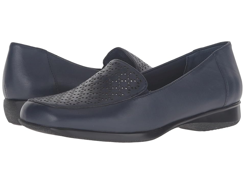 

Trotters Jenn Laser (Navy Soft Nappa Leather/Silver Metallic) Women's Slip on Shoes