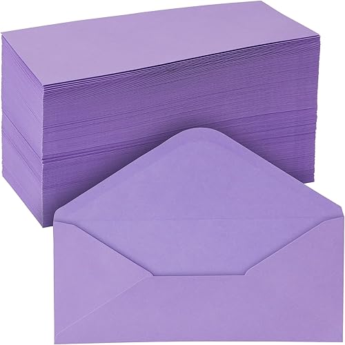 Sustainable Greetings Sobres de negocios – Paquete de 200 sobres No. 10, morado, sello engomado, tamaño carta, sobres de colores y de boda para
