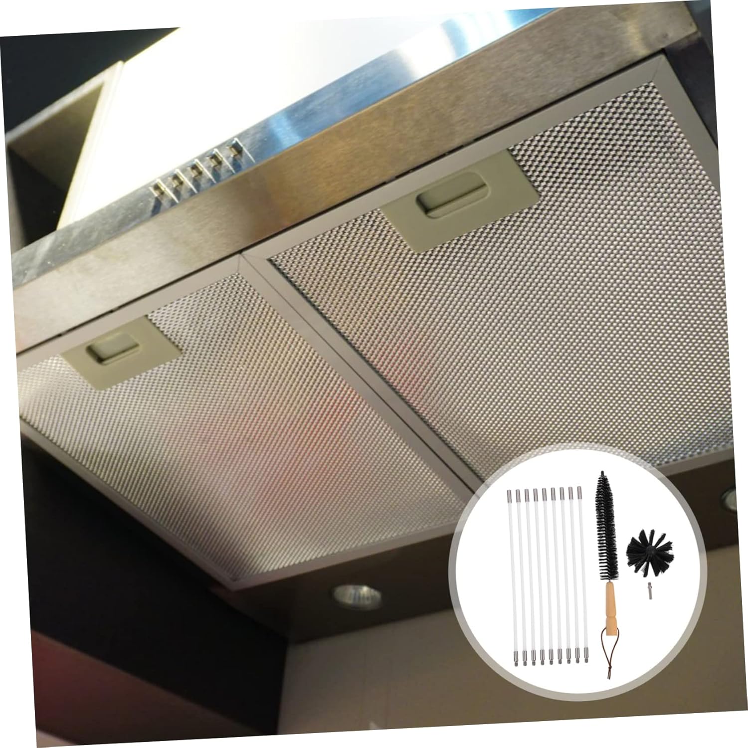 1Set Chimney Cleaner Brush with Flexible Rods for Efficient Dryer Vent and Fireplace Cleaning for Soot and Ash Removal