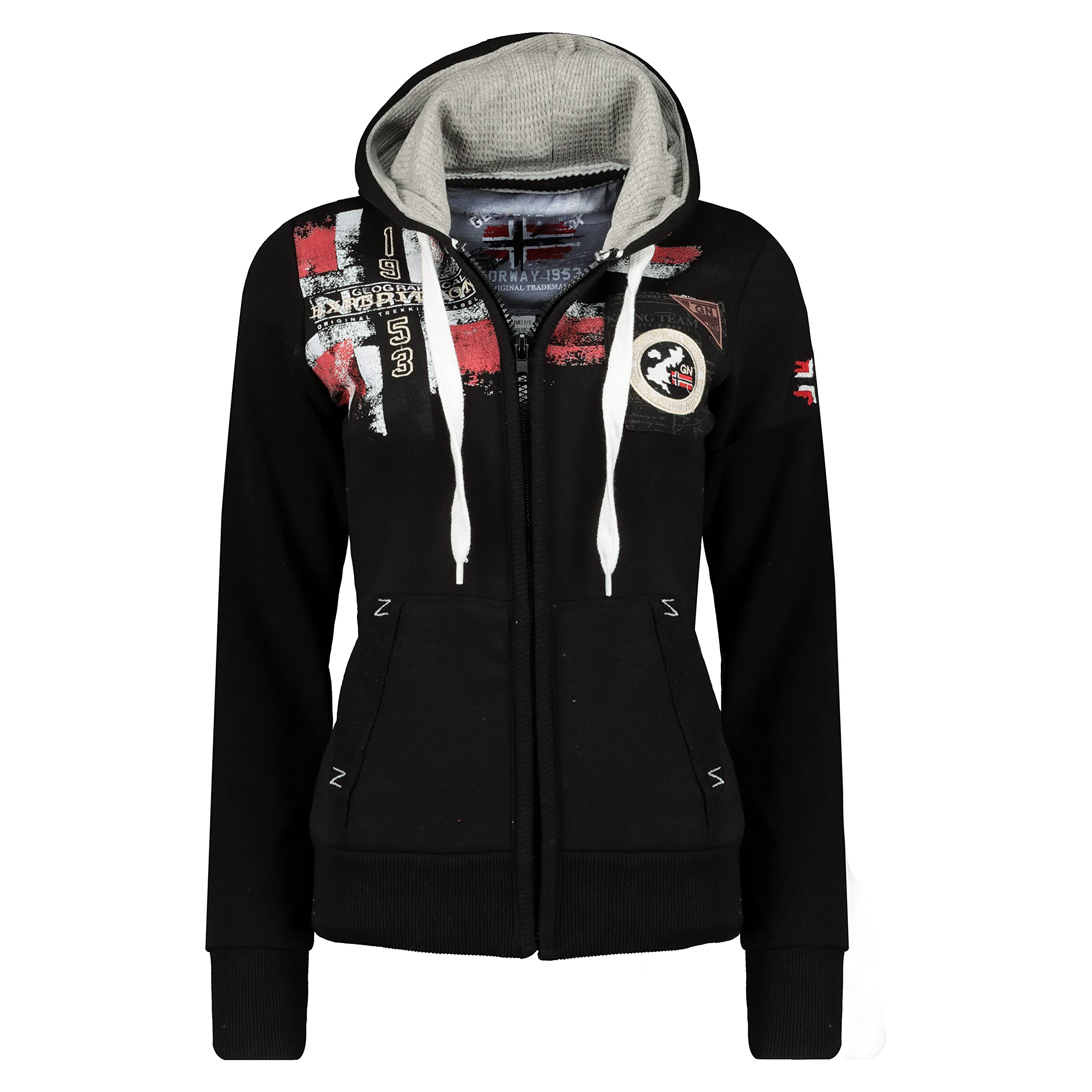 Geographical Norway Fespote Lady - Sweat Femme Zip Capuche Poches - Sweatshirt Manches Longues Chaud Hoodie Veste - Pull Femmes Saison Printemps Ete Automne Hiver