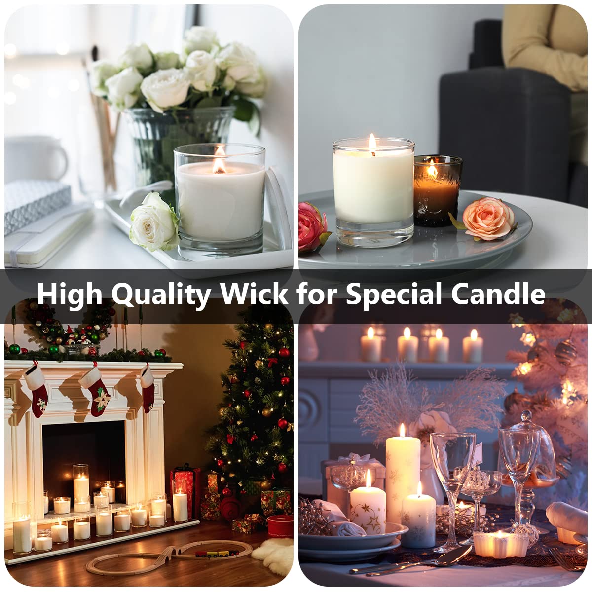 Stoppini Per Candele Fai Da Te - 300 Pezzi In 3 Misure (10,15,20 Cm), Cotone Naturale, Senza Fumo