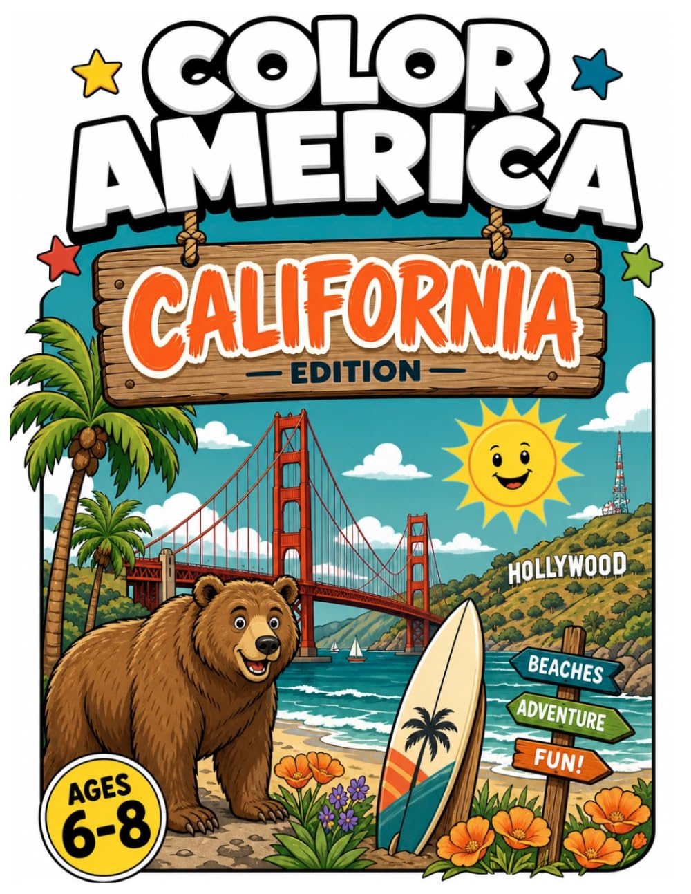 Color America Adventures: California Edition: The Ultimate Travel Activity Book for Kids Ages 6-8 – Explore Landmarks, Wildlife, and History with Fun Facts, Coloring Pages, and Hidden Object Games