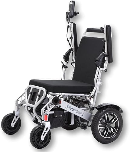 Miniatura 11 de Sillas de ruedas eléctricas reclinables para adultos, silla de ruedas ligera plegable (2 baterías negras)