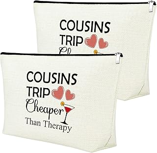 Cousin Makeup Bags for Women 2 Pieces Cousins Trip Gifts Bags Bulk Inspirational Gift for Cousin Gifts from Cousins Funny Gifts for Cousin Cosmetic Bag Female Friendship Weekend Gifts Birthday Gift