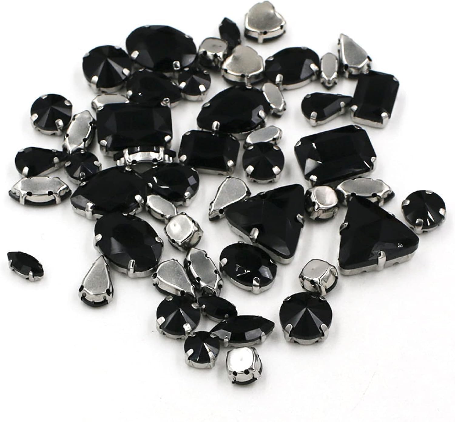 , 50 szt. /worek, mix kształtów, kryształowe kamienie, szycie(Black)