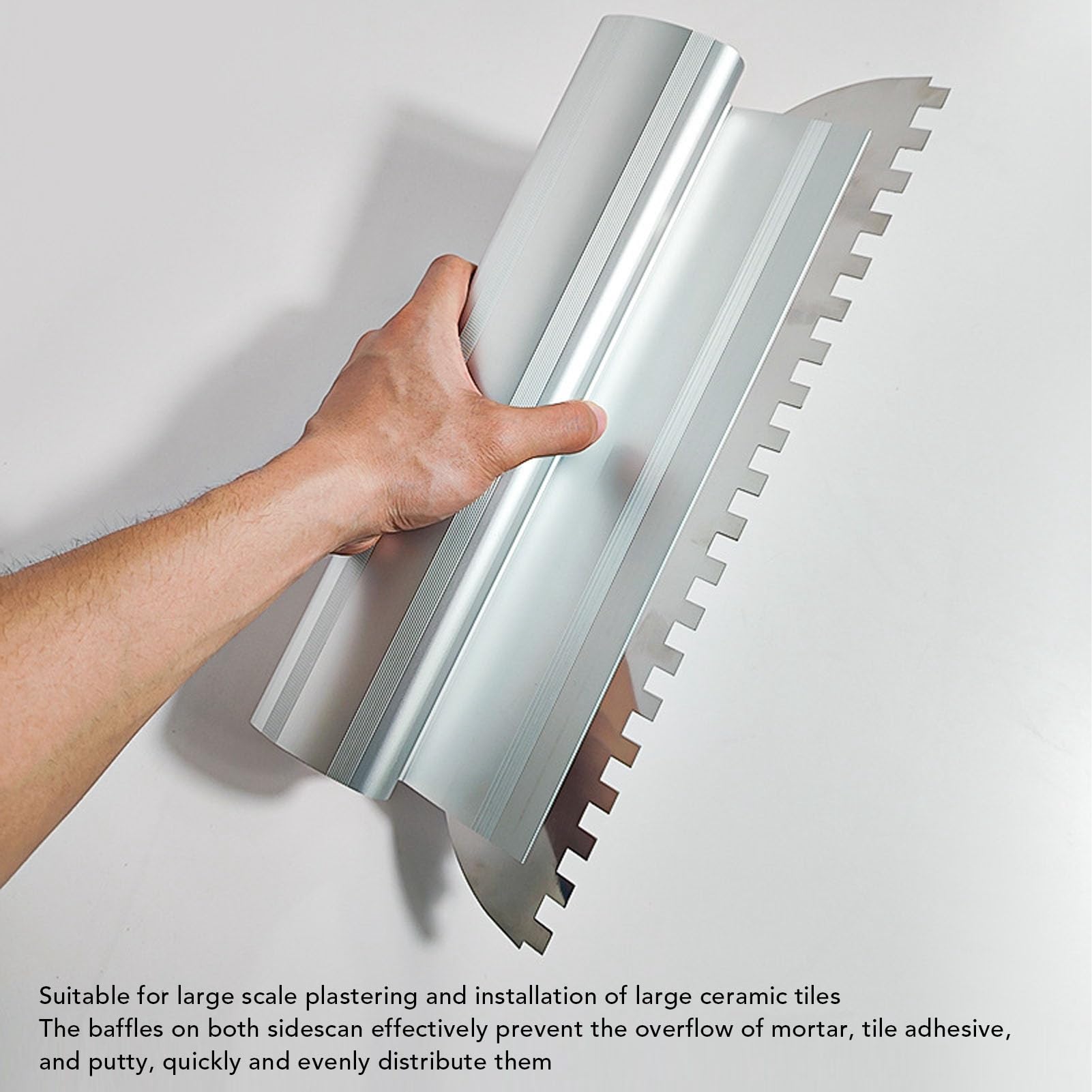 Paleta de Muesca Cuadrada Esparcidor Adhesivo de Aleación de Aluminio de Acero Inoxidable Duradero para Suministros de Azulejos para Contratistas Profesionales Artesanos (24 pulgadas)