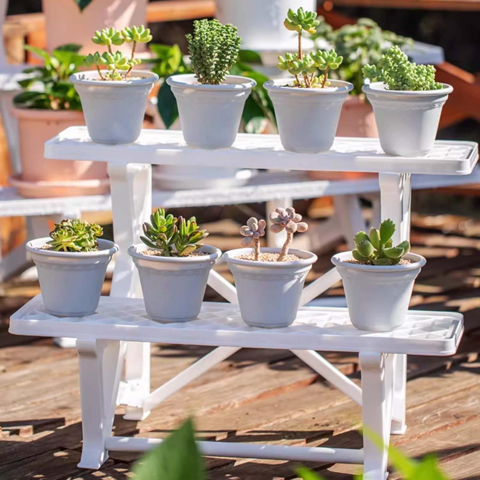 Échelle polyvalente résistante aux intempéries pour plantes - Étagère en plastique pour balcon et salon - Pour intérieur et extérieur
