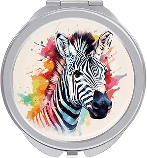 Colorful Zebra Painted Travel Makeup Mirror P...