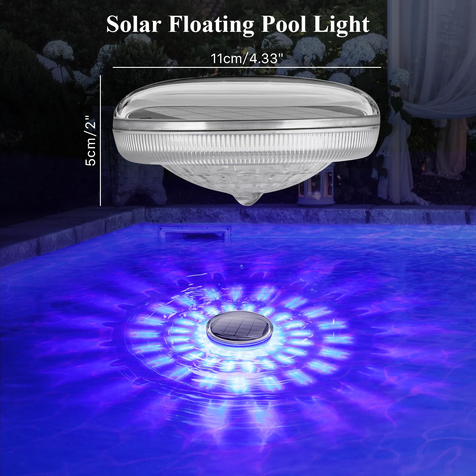Qoolife Luces Solares Flotantes para Piscina 2 Unidades - Luces Subacuáticas IPX7 Impermeables con Mando a Distancia, 12 Modos de Color, Temporizador, Ideal para Piscinas, Estanques, Halloween y Dec