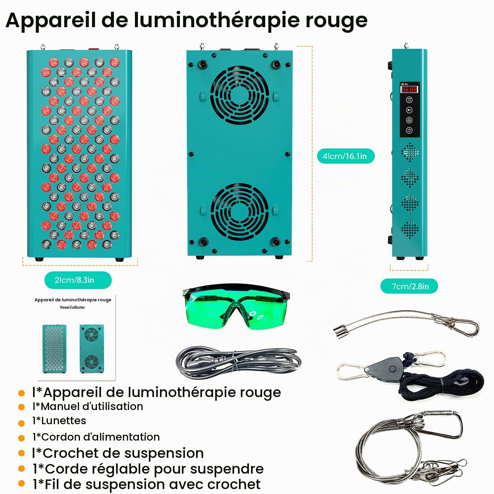 i THERAU Lampe Infrarouge Lumière Rouge Thérapie, 100-LEDs 500W 660nm&850nm Lampe Luminothérapie Chauffante avec Minuteur, Red Light Therapy Panel pour la Rajeunissement Soulager la Douleur