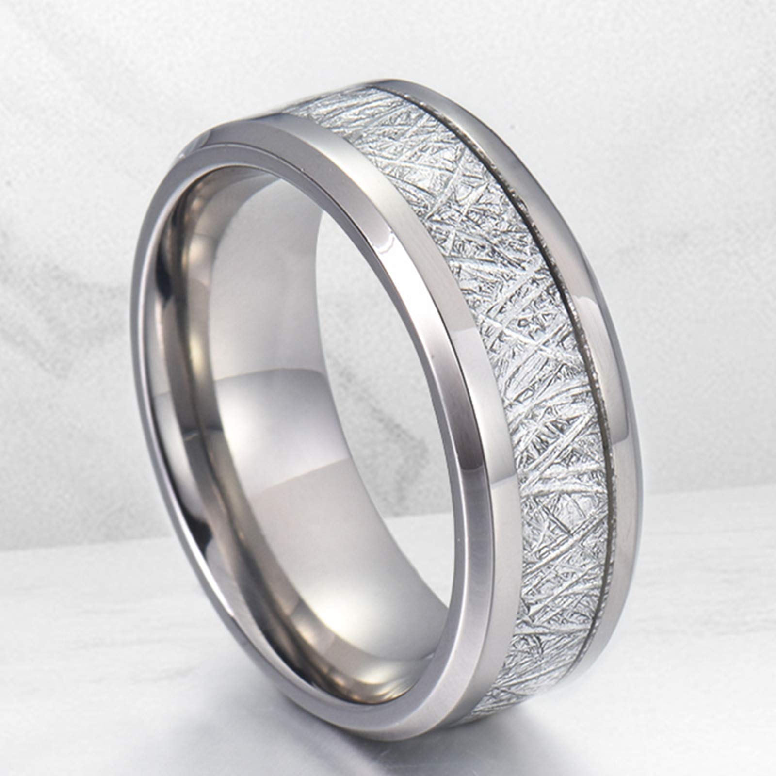 Gualiy Collar Colgante de Tungsteno, Colgante Anillo Pareja 8mm Plata Anillo Incrustación Plata Metal Collar