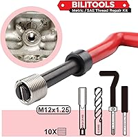 Vista 3 de BILITOOLS Kit de reparación de roscas M12x1.25, kit de reparación de hélice de taladro HSS métrico