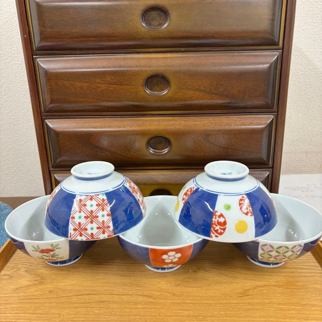 波佐見焼 錦間取紋様 飯碗揃 ５客セット