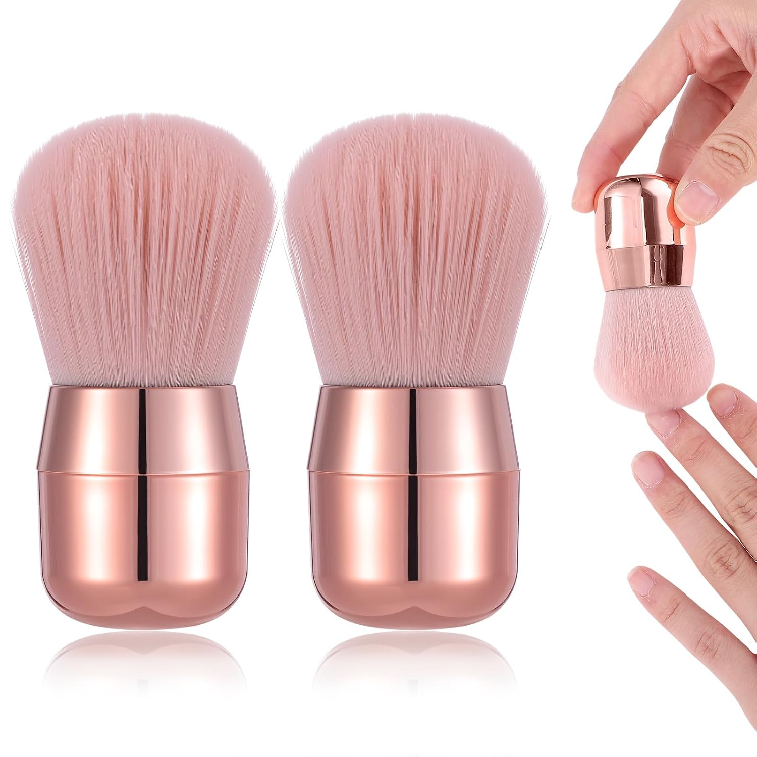 2 PCS Nail Art Dust Powder Remover Brush, Rose Gold Soft Duster Brushes Makeup Manicure Brushes Nails Powder Remover Cleaning Brush for Fingernails Clean up Tools Nails for Manicure, Makeup, Nail