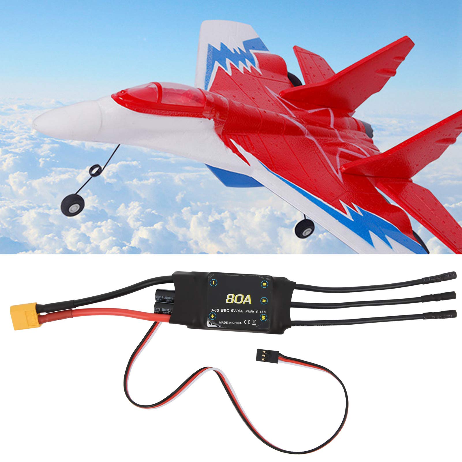 80A Brushless ESC Speed Controller with Adjustable BEC for RC Drone and