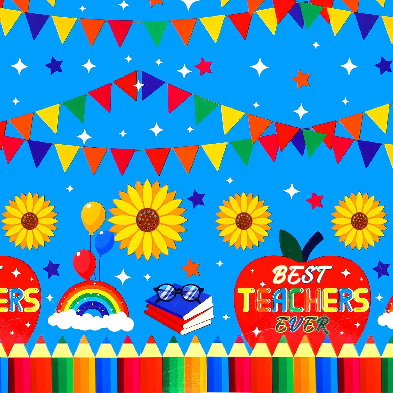 HOWAF 3 Pack Teacher Appreciation Week Tablecloths Thank You Teacher Table Cover for Teachers Day Teachers Appreciation Week Party Supplies,Best Teacher Ever Party Favors Plastic Tablecover image 3