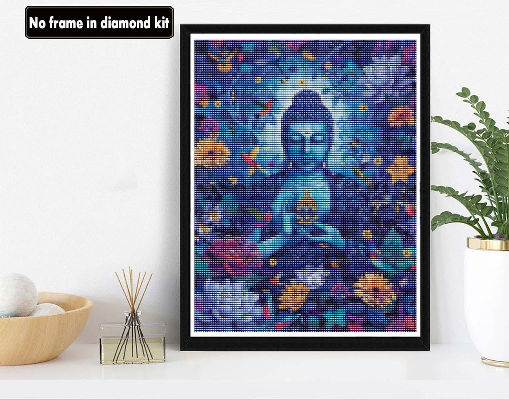 Starnearby Diamond Painting Buddha 40x60cm – Kit Completo Con Diamanti Rotondi 5D – Fai Da Te – Tela Con Buddha E Loto