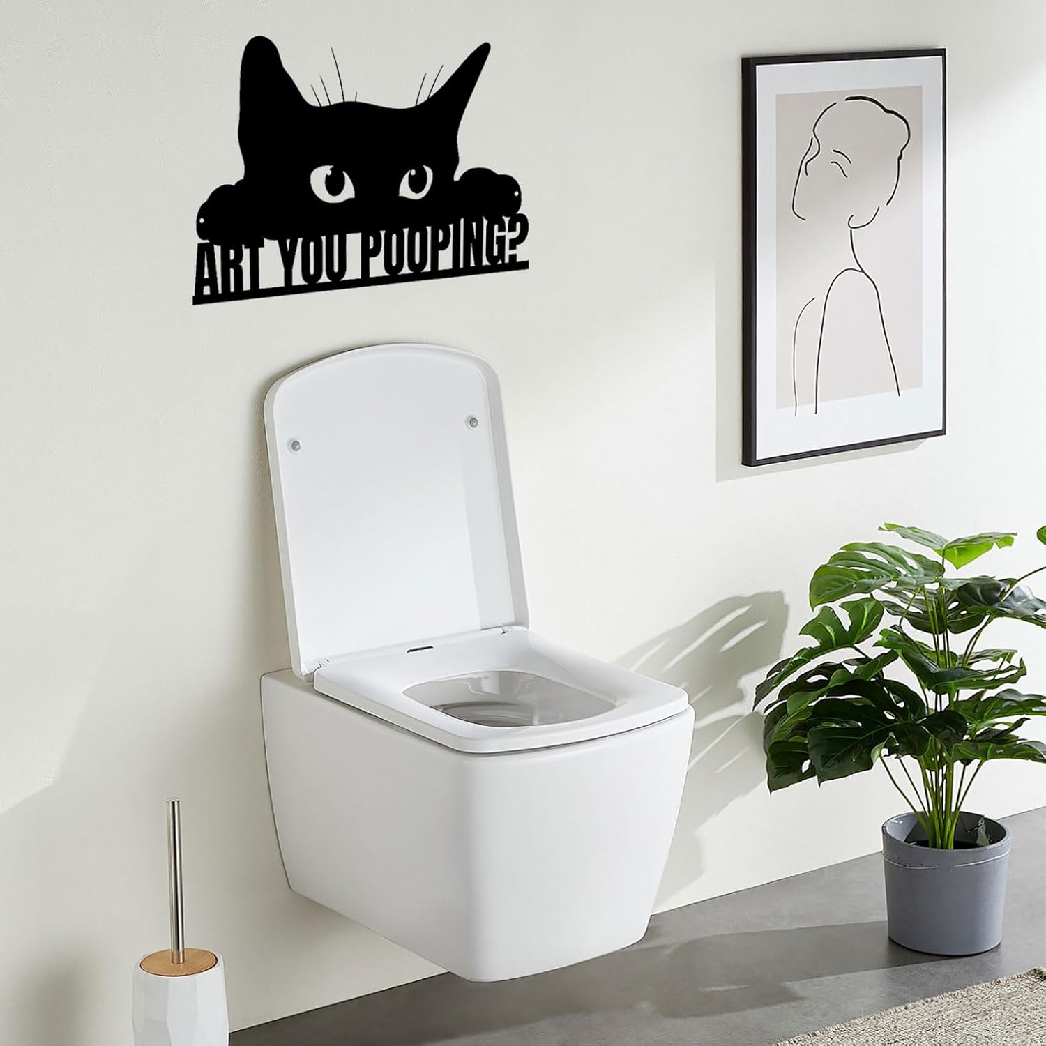 are You Pooping Black Cat Bathroom Decor Wall Art,12x6 Inch Funny Restroom Metal Sign Animal Bathroom Wall Art for Toilet, Cat Lover Gifts for Women Home Decor - Image 6