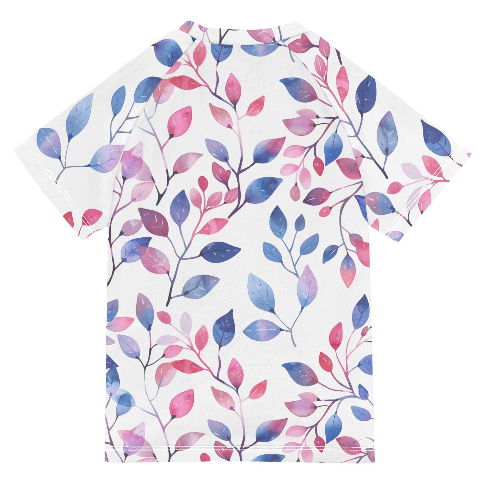 ALAZA Boys Rash Guard Swimming Shirt for Boys Short Sleeve Watercolor Vine UPF 50+ 5-6T