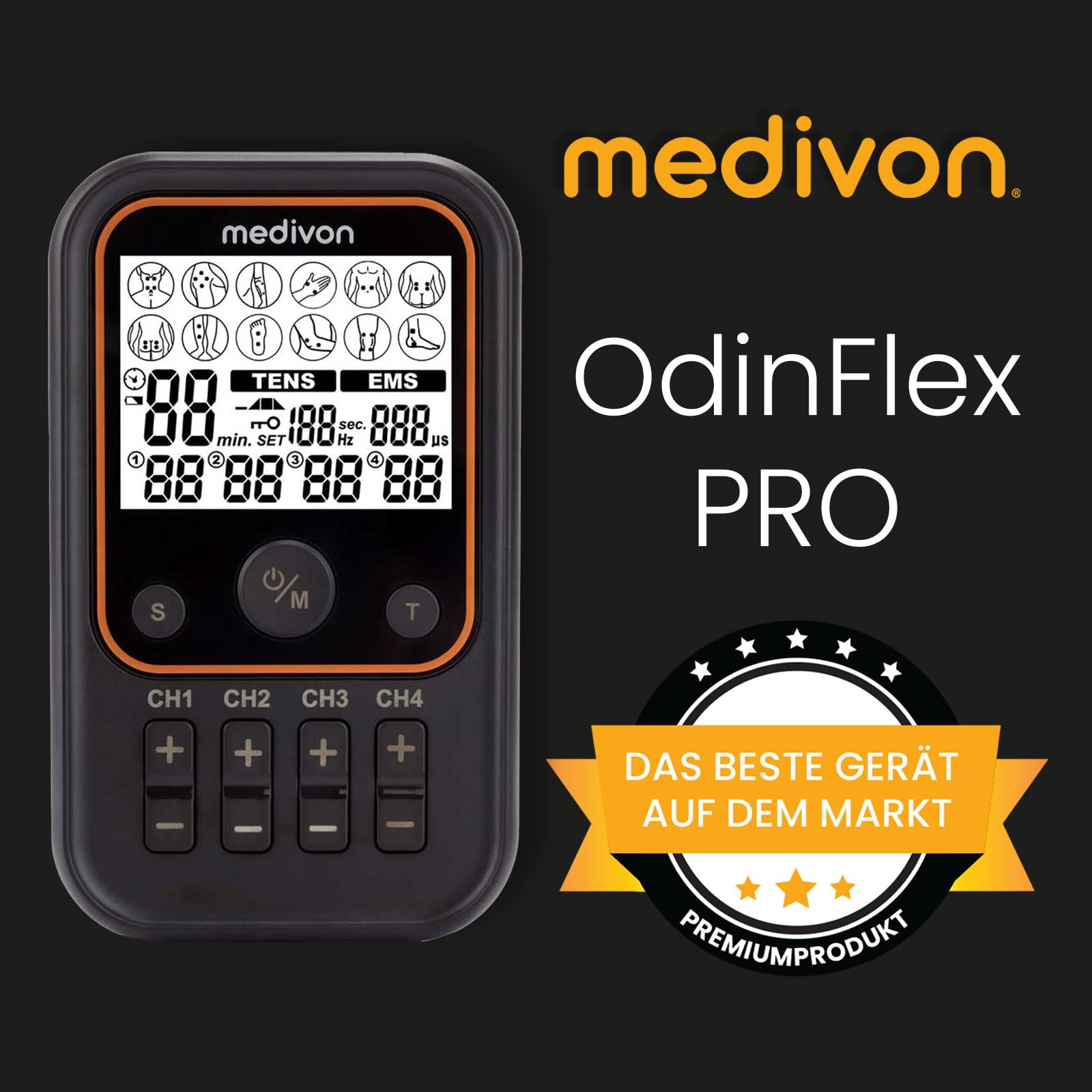 Medivon OdinFlex PRO Muskel Elektrostimulator für EMS/TENS, Trainingsgerät