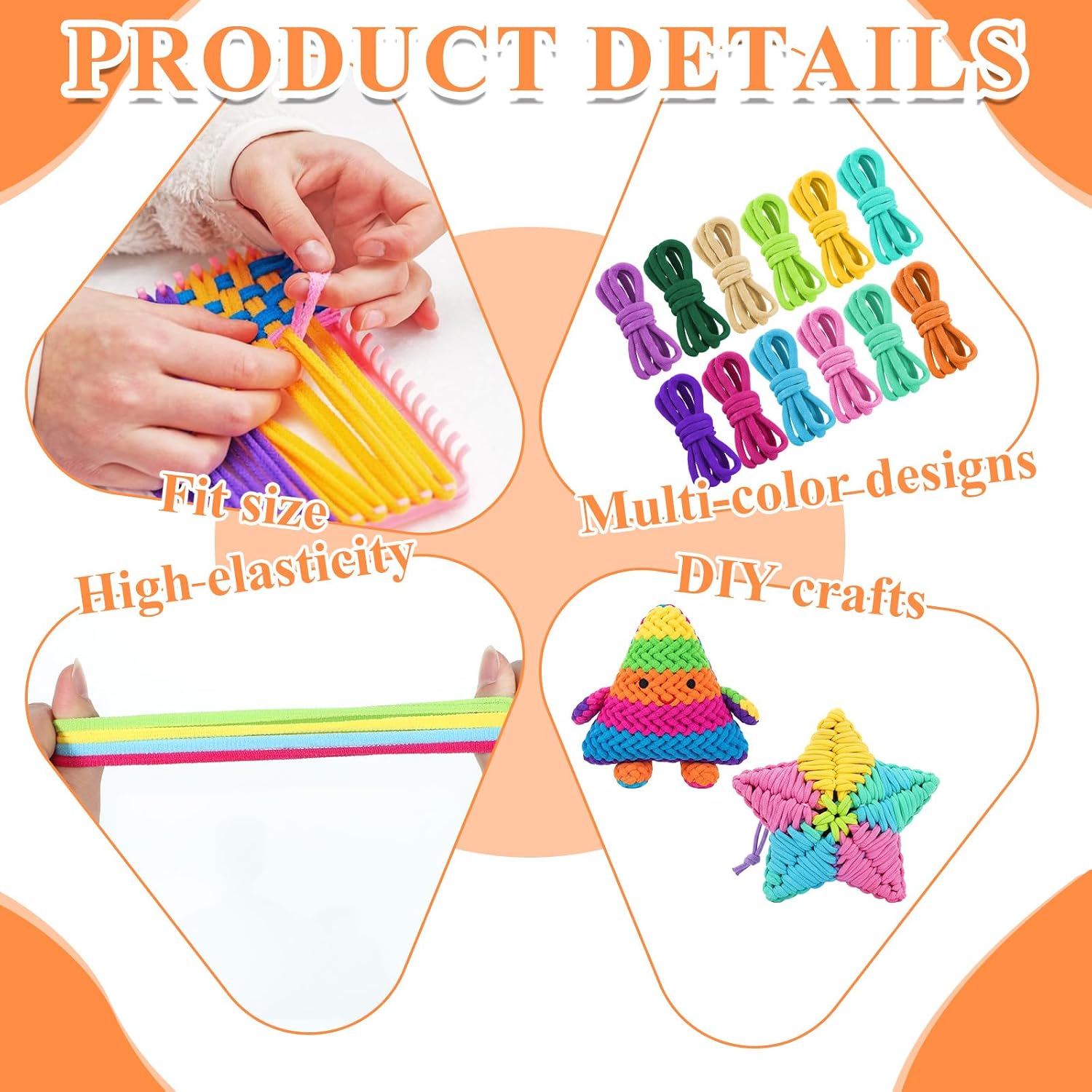 IMengjbang 1200 PCS Refill Loops for 7-Inch Weaving Loom, 12 Color Loom Loops for Potholder Making, Durable Nylon Weaving Craft Bands for Kids Adults DIY Projects Supplies, Rainbow Color