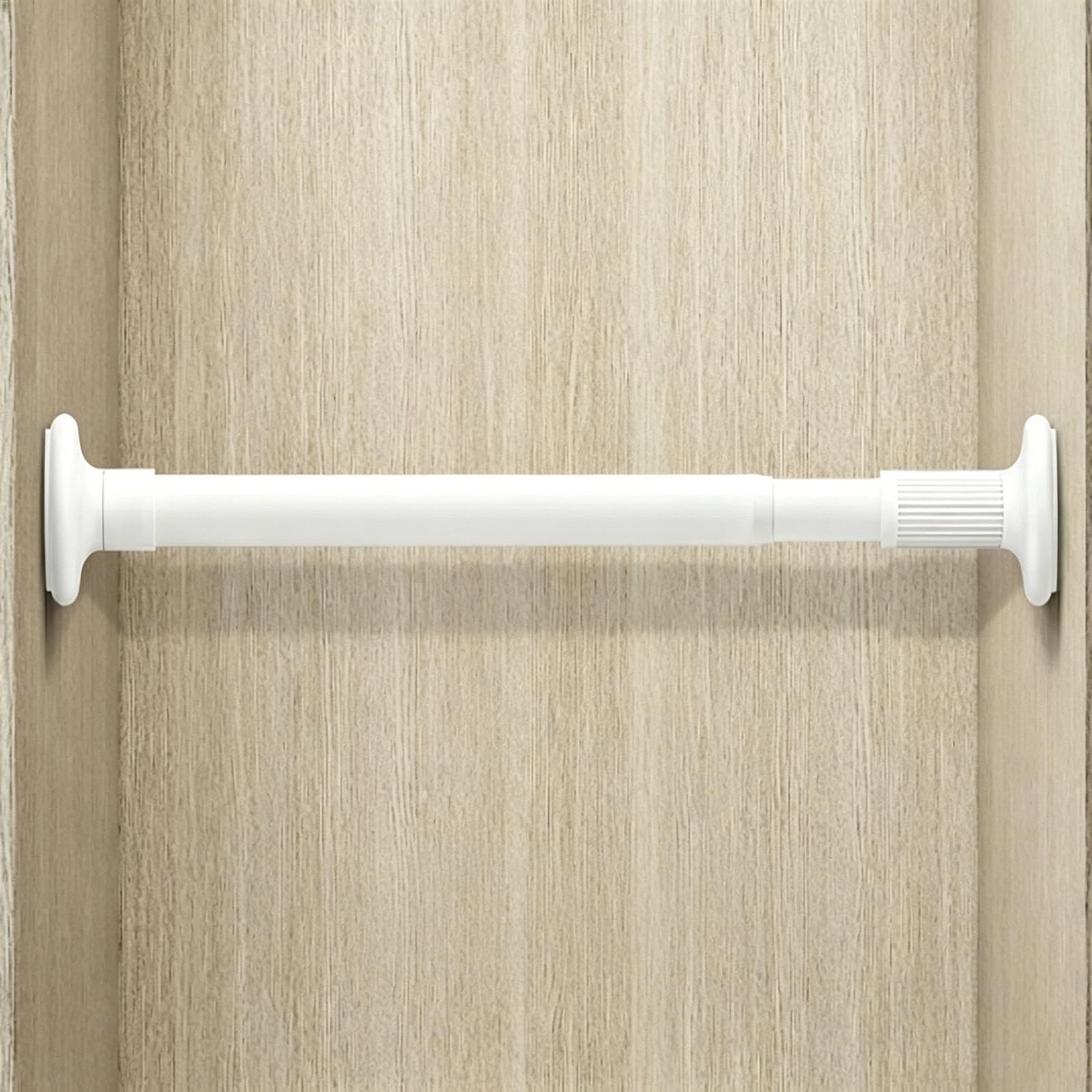 Wooden Closet Rod, Closet Rods for Hanging Clothes, No Drilling Required, Stretchable and Non-Deformable, Suitable for Wardrobes and Bathrooms(White,70-120cm/27.6-47.2in)