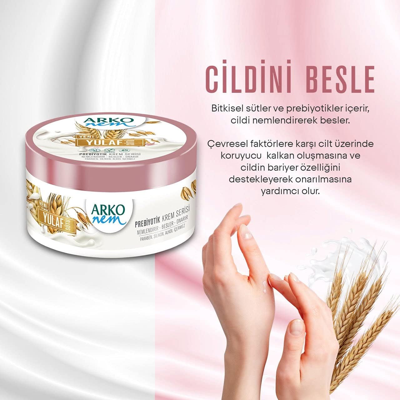 Arko NEM Luxurious Moisturising Cream Oat Milk Formula 250Ml Tub Lightweight Suitable For Daily Use (Comes With a Foicy Packaging) White - Image 4