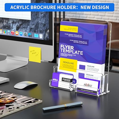 Miniatura 5 de NIUBEE Paquete de 2 soportes acrílicos para folletos de 8.5 x 11 pulgadas, soporte de exhibición transparente para folletos con soporte para