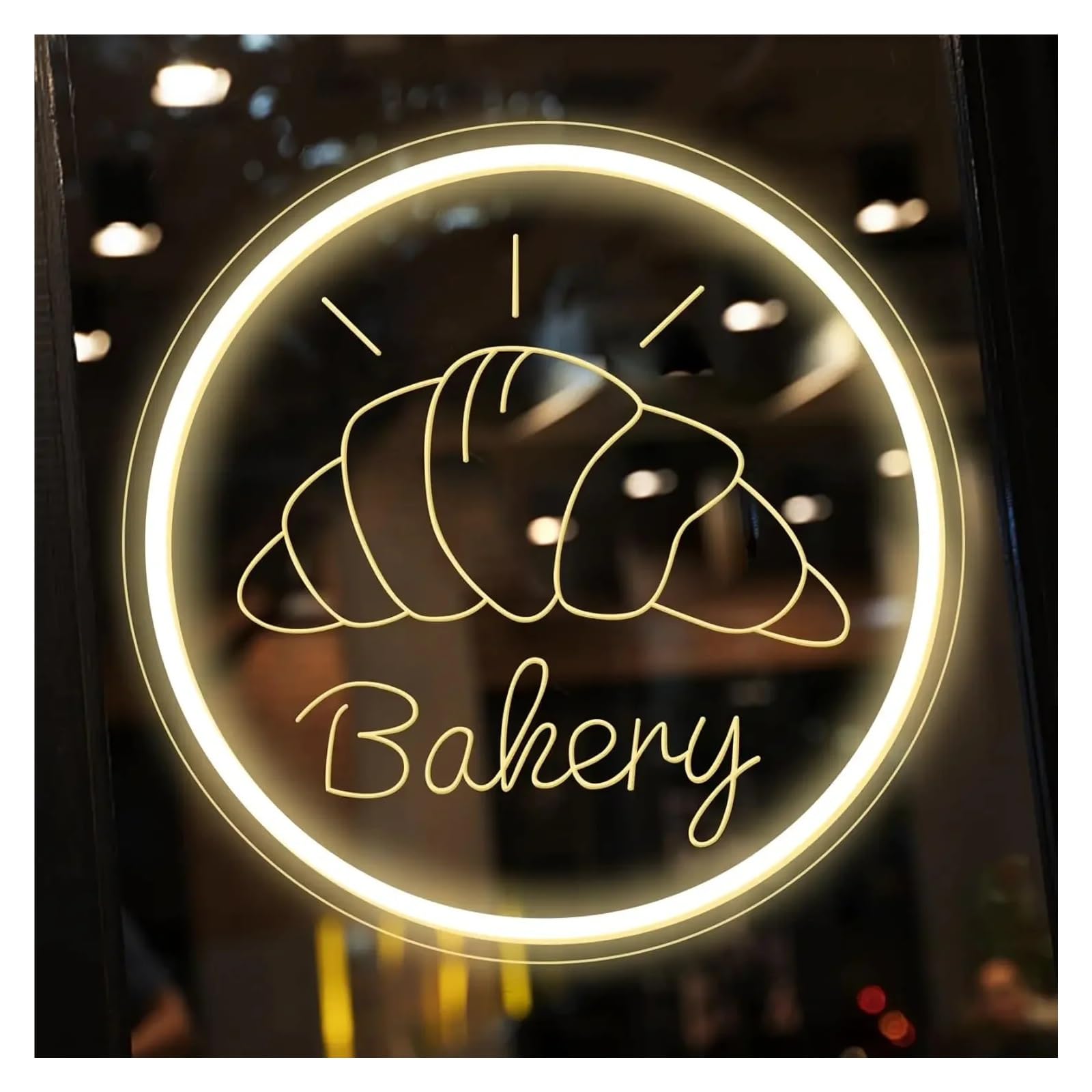 Lemst One Color Signs Lamp Bakery Neon Sign Usb Powered Adjustable Brightness Rotundity Neon Light For Cookie House Wall Decor 35Cmx35cm