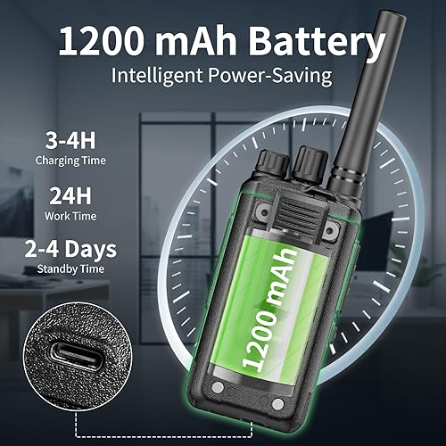 Miniatura 3 de Walkie Talkies MC-528 Paquete de 6 con auricular Radios bidireccionales Recargables 1200mAh Largo Alcance con 6 Vías Multi Unidad Cargador Un Clic