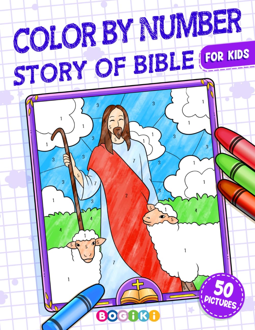Color By Number Story of Bible: Coloring Book with Bible Inspired Illustrations for Christian Kids Ages, Fun Activity Books with Large Print Pages about Jesus for Preschool Kindergarten to Learn