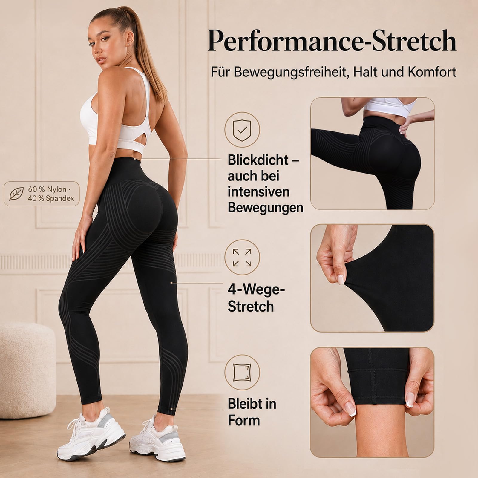 Cellumove 3D Leggings Lipödem PRO Damen Anti Cellulite Kompression Leggings, Bequeme Kompressionsleggins Push Up Für Sport, Sportleggings Lang Blickdicht