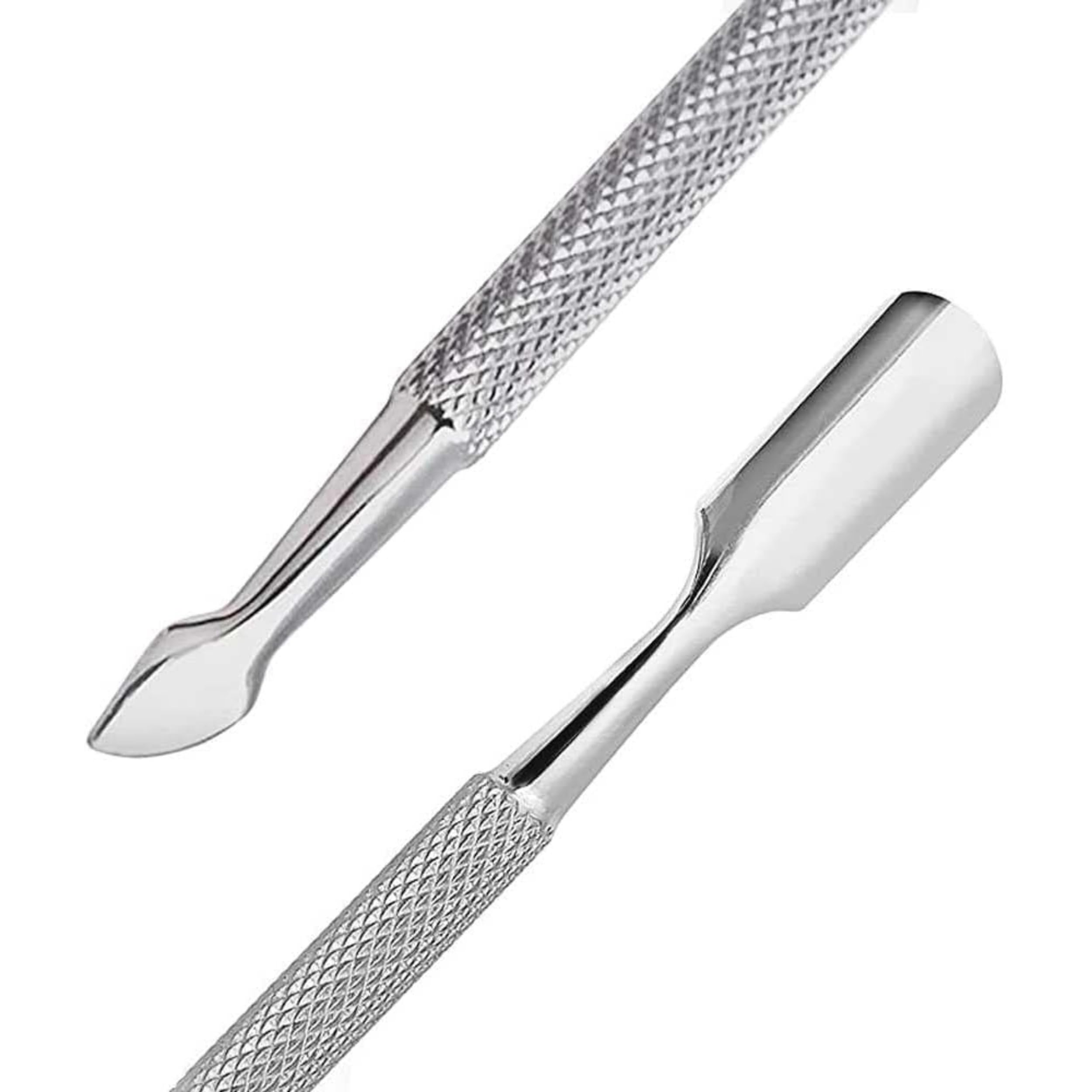 Empujador de Cutículas 2 en 1, Pack de 2, Acero Inoxidable, Punta Triangular y Cuadrada, Manicura y Pedicura