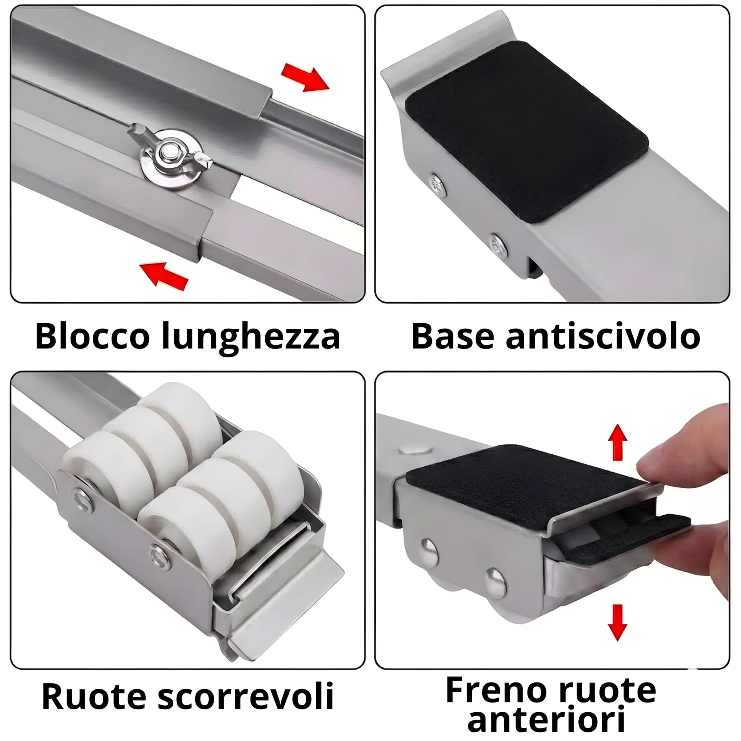YASTA Supporto Lavatrice Frigorifero Asciugatrice Carrello Con Ruote Elettrodomestici Base Sposta Mobili Pulizie Difficili Regolabile DA 43 a 69 cm con Freni Antivibrazione Peso Massimo 200 Kg
