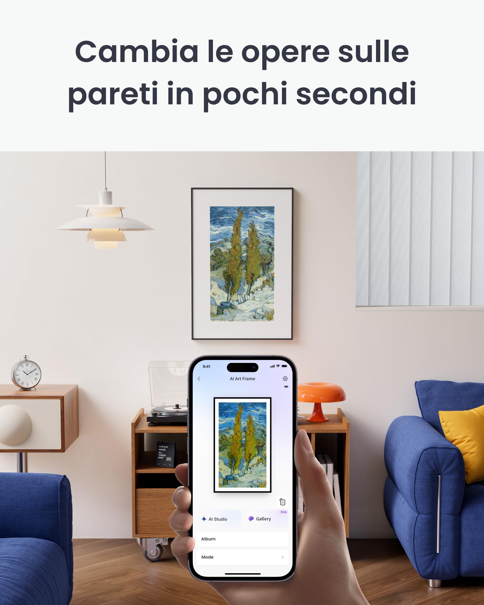 Switchbot Cornice Artistica Digitale IA, 13.3'' Cornice Digitale Senza Cavi, Display Elettronico-Ink, Da Tavolo O Da Parete, Cornice Digitale Wi-Fi, Compatibile Con Alexa