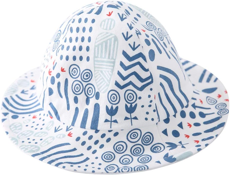 pureborn Brim Sun Protection Hat Infant Boys Girls Breathable Cotton Bucket Sun Cap Blue Cactus 3-6 Months