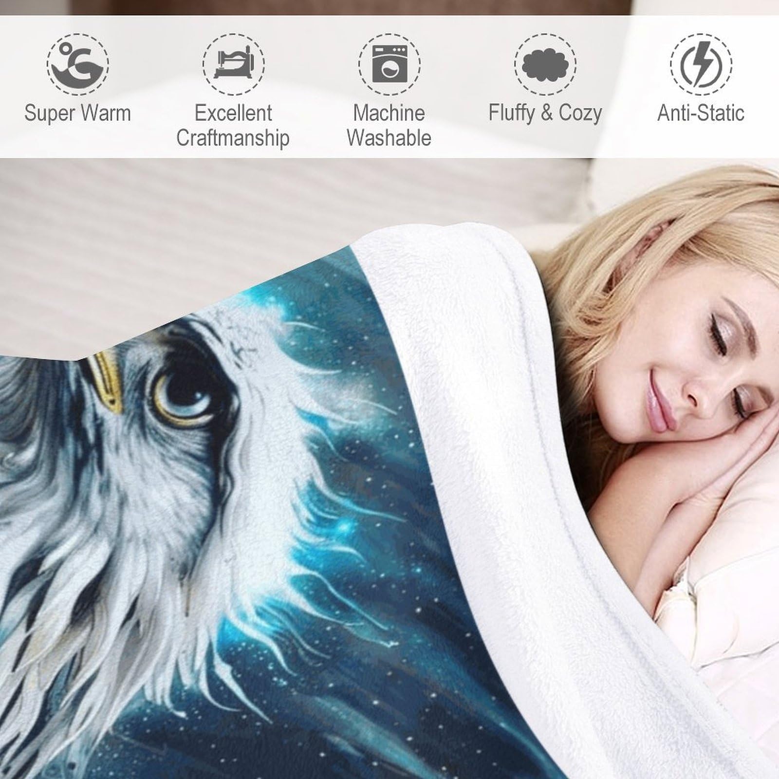Adler 3D-Digitaldruck Kuscheldecke 100% Flannel 150×200cm