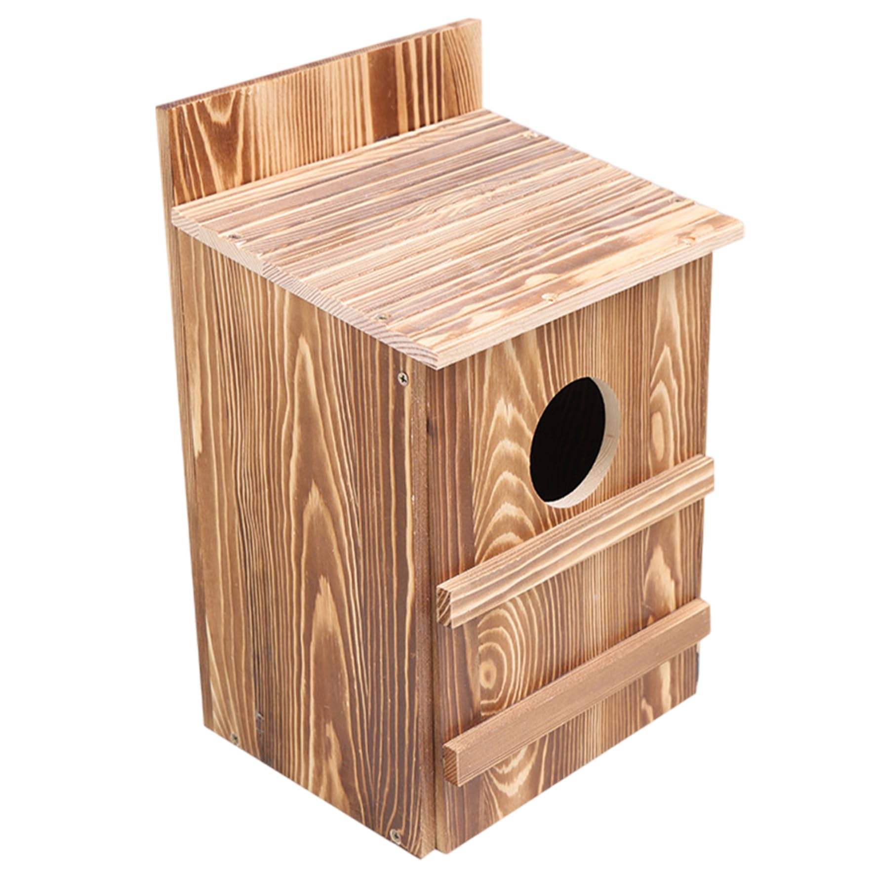 Nichoir pour chouette et petits oiseaux en bois ventilé avec poteau