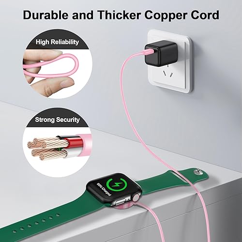 Vista 47 de Cargador magnético de carga rápida para Apple Watch, carga inalámbrica magnética compatible con iWatch Series Ultra/10/9/8/7/6/SE/SE2/5/4-[3.3 pies]