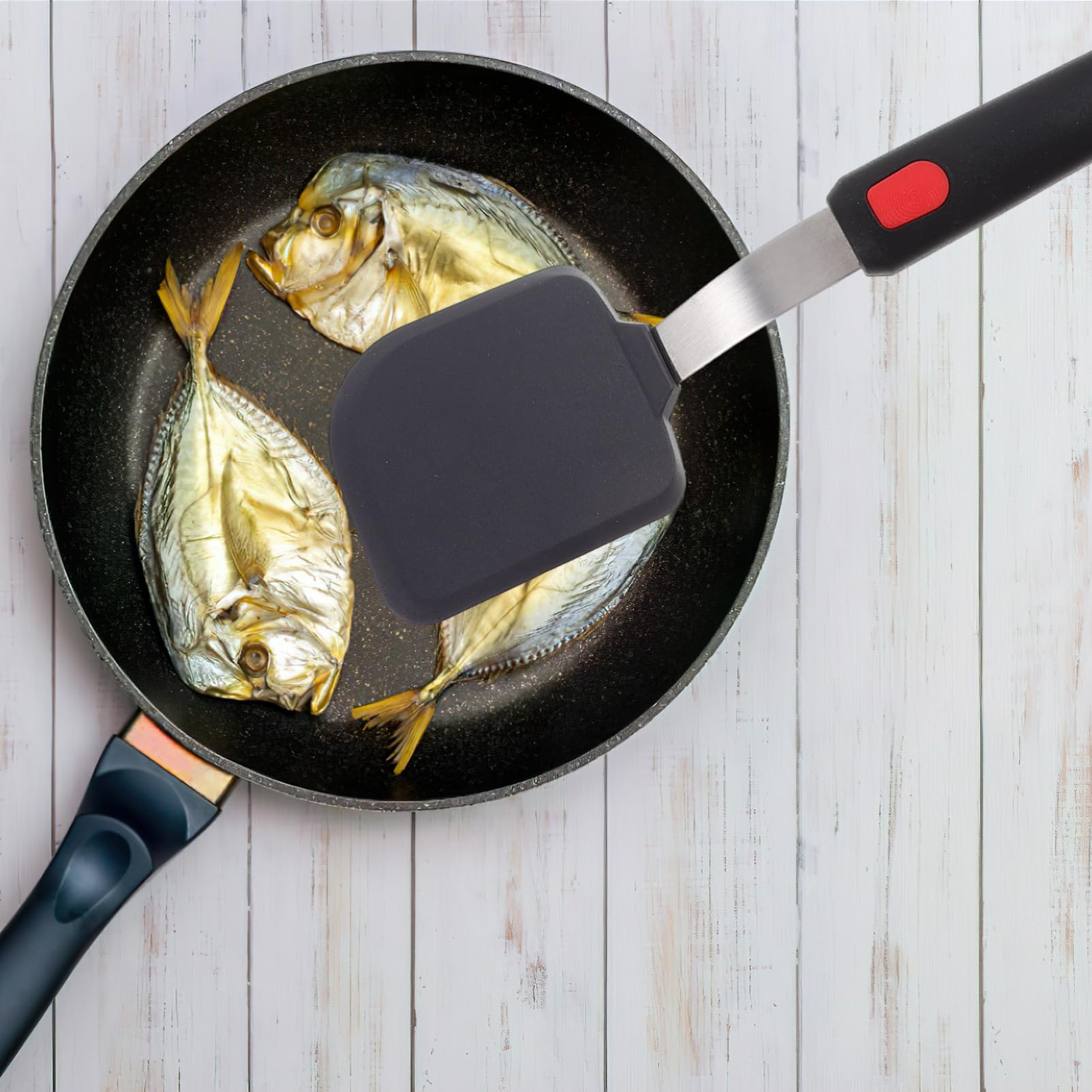 BESPORTBLE 3pezzi Spatola Grande in Silicone per Friggere Spatola da Cucina Riutilizzabile per Wok Resistente al Calore per Pentole Antiaderenti