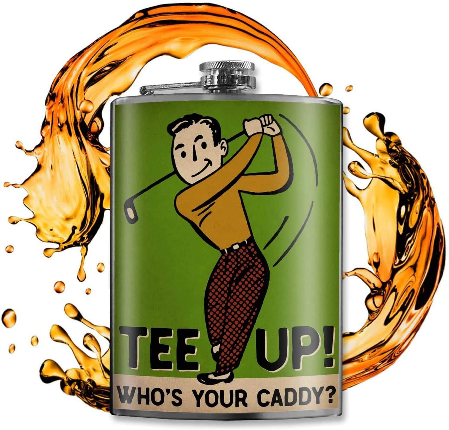 Trixie & Milo Stainless Steel Funny Flasks for Golfers - Perfect Golf Gift for Him or Her, Groomsmen Gifts, Bar Gifts or Dad Gifts - Holds 8 oz. of Fluid - Portable 19th Hole