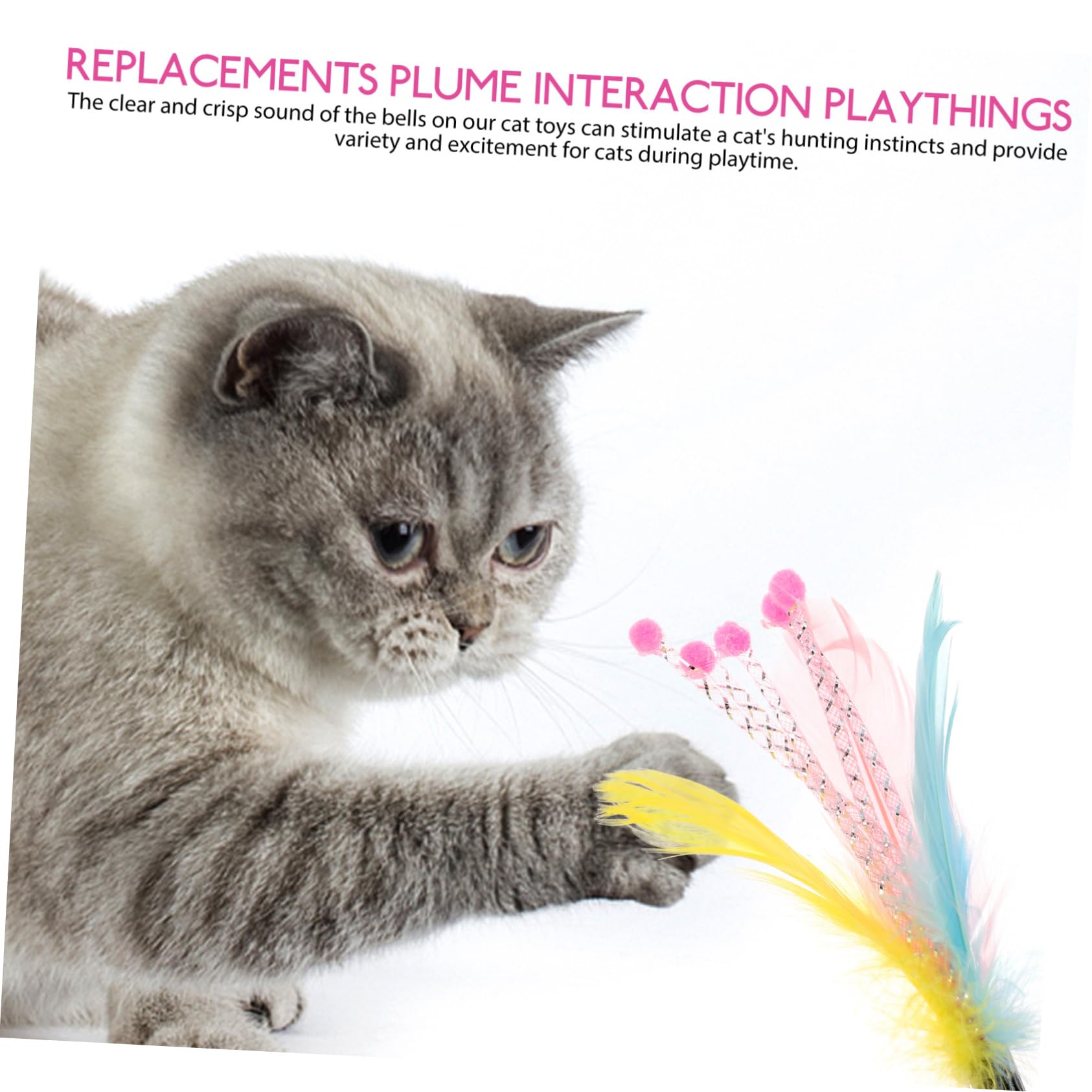 Kisangel 24pièces Jouets à Canne Multifonction pour Chats Remplacements De Plumes Interactives pour Jouets à Filer Teaser