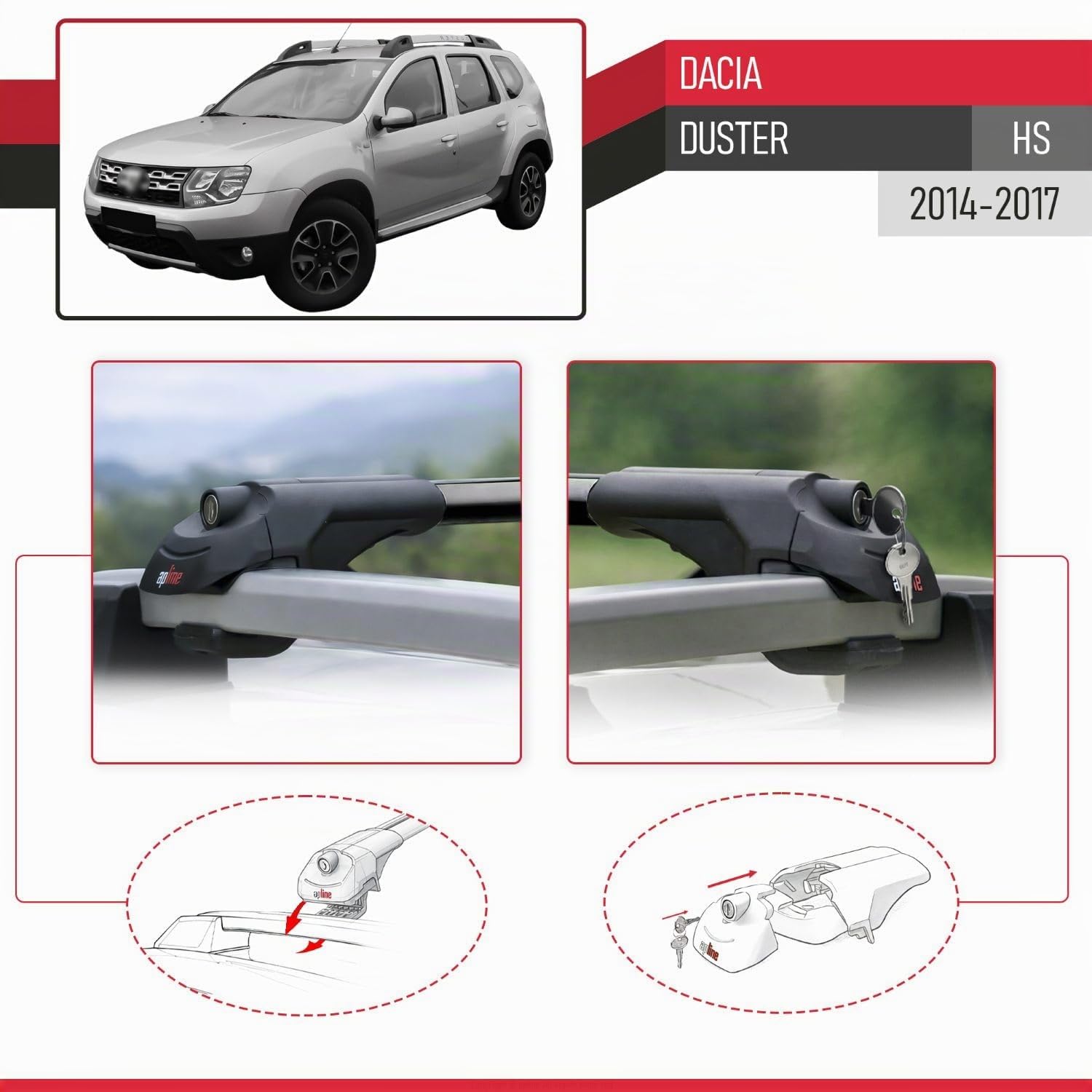 Compatibile con Dacia Duster 2014-2018 Barre Portatutto ACE-1 Portapacchi Barre Tetto NERO