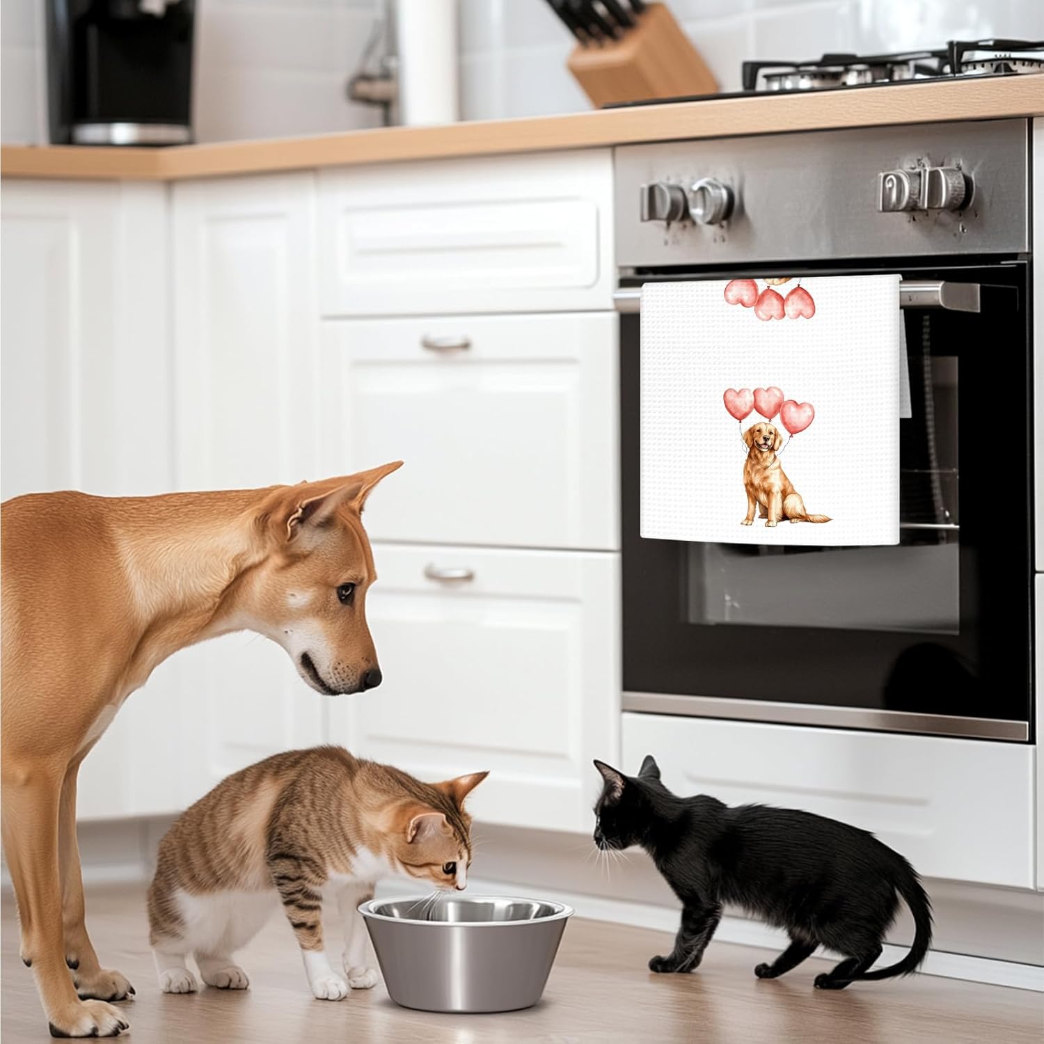 Golden Retriever Gifts Dog Kitchen Towels, Valentines Gifts for Golden Retriever Dog Lovers Hand Towels, Balloon GoldenRetriever Dish Towel Tea Towel for Kitchen, Dogs Bathroom Decor, 16x24In - Image 6