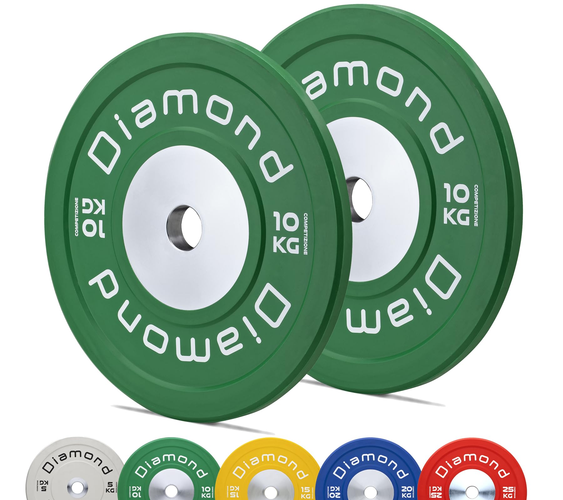 G5 HT SPORT Coppia Dischi Bumper Competizione PRO Diamond Foro Ø50 mm per Palestra E Home Gym da 5 A 25 kg per Manubri E Bilancieri