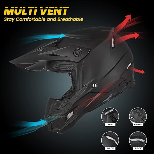 Miniatura 3 de ILM Casco de motocross para adultos y jóvenes, aprobado por DOT ECE, cuatrimoto, todoterreno, calle, de cara completa, casco de motocicleta doble